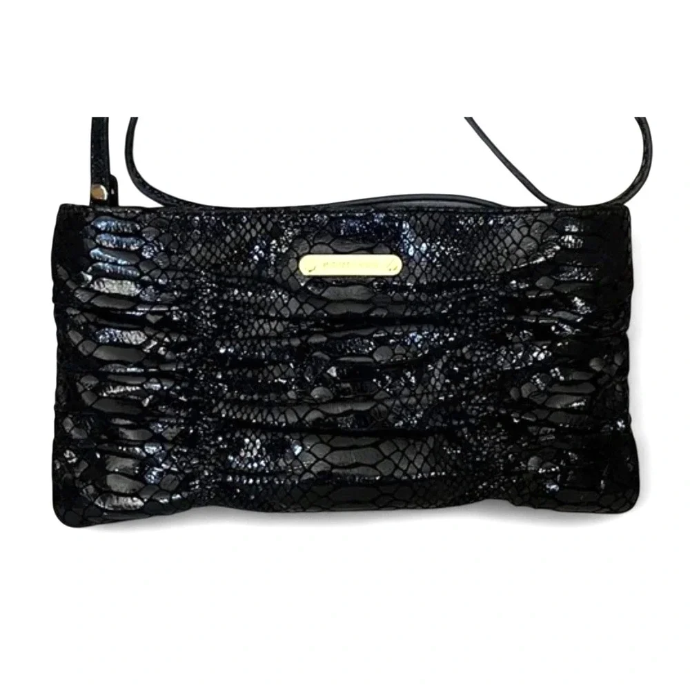 MICHAEL KORS Embossed SHINY SNAKE GATHERD PRINT Zip Shoulder PURSE/BAG
